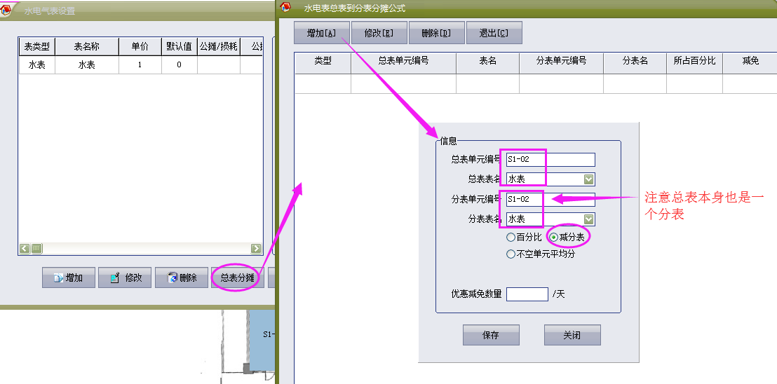 物管王（包租婆）租赁管理系统中水电气表减法分摊介绍