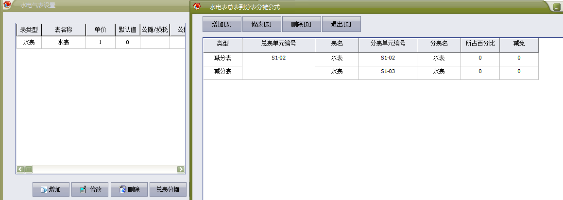 物管王（包租婆）租赁管理系统中水电气表减法分摊介绍